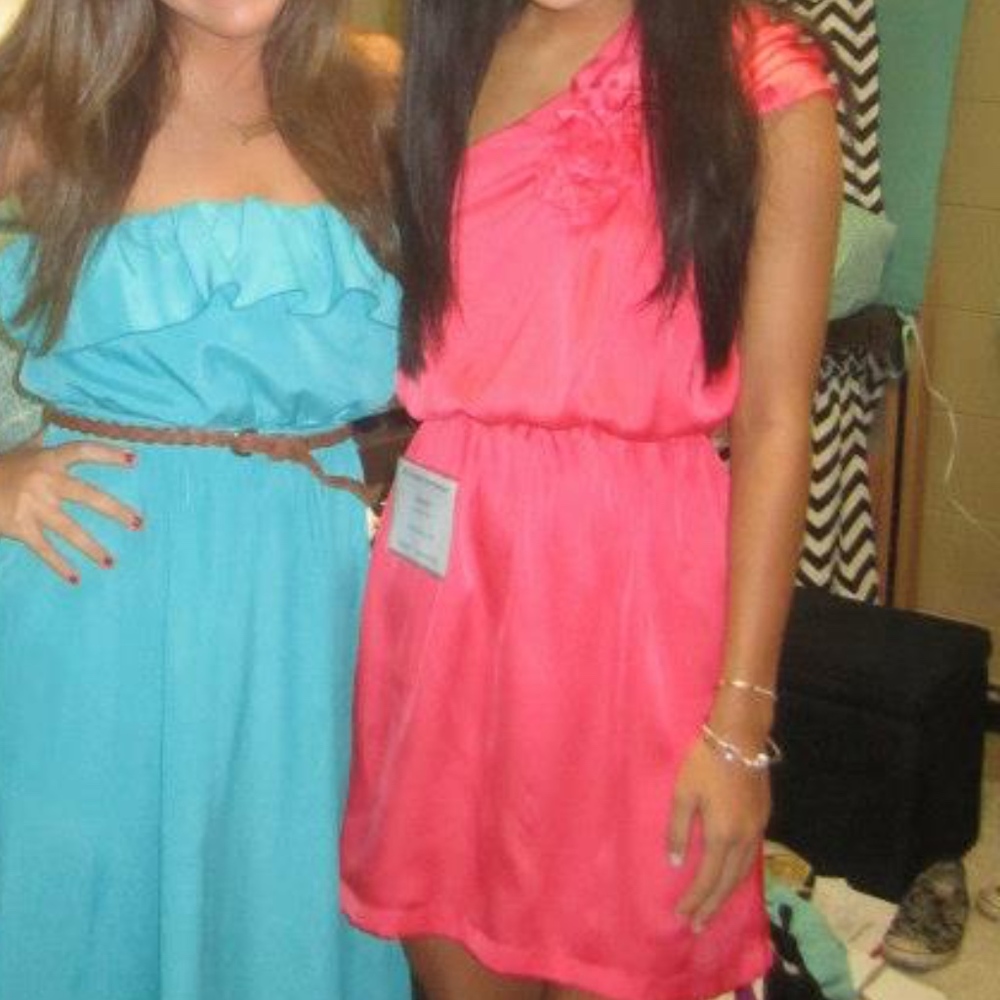 Joy Joy coral one shoulder dress